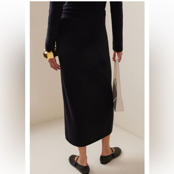 $650 Marina Moscone Twist Wool And Cashmere-Blend Midi Skirt NWT - Picture 3 of 10